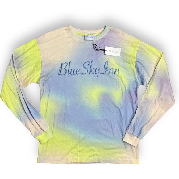 Blue Sky Inn Other - Blue Sky Inn T-Shirt Mens M Tie Dye Long Sleeve Tee Blue Embroidered Logo Green